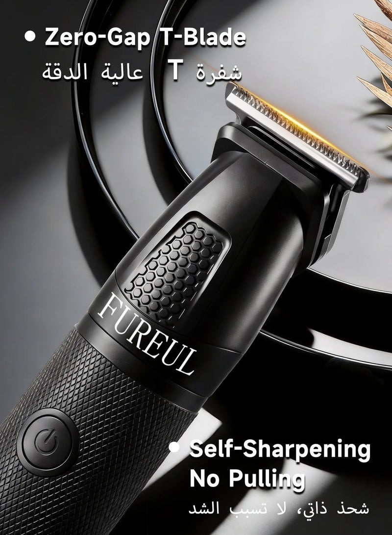 فوريول ماكينة حلاقة شعر كهربائية للرجال من FUREUL، طقم تشذيب لاسلكي 13 في 1 مع شفرة T دقيقة، ماكينة حلاقة للجسم واللحية مقاومة للماء (رطب وجاف)، شاشة LED، تشغيل 120 دقيقة - أسود - Image 4